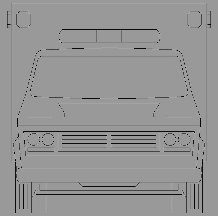 Bloque Autocad Vista de Ambulancia Bibliot. 2D-3D en Alzado